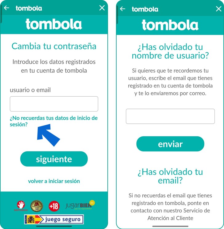 Nombre de usuario olvidado